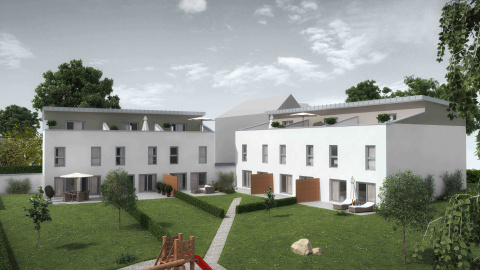 Blick von der neu entstehenden Hofsituation auf die Neubauten, Bild: Alexander Korb