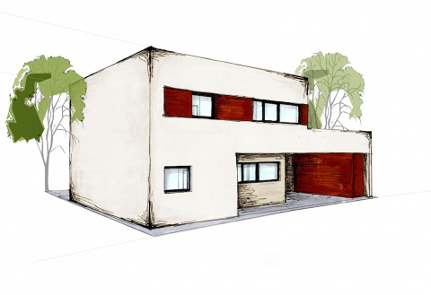 Perspektive, Zeichung mit Blick von der Reusengasse, Bild: Alexander Korb