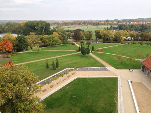 Blick vom Schlossturm auf Vorwerk und Park, Bild: Karl Georg Rau