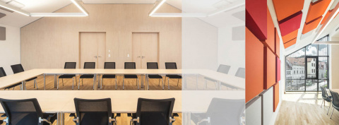 Akustisch wirksame Wandgestaltung, Bild: Ivo Mestenhauser