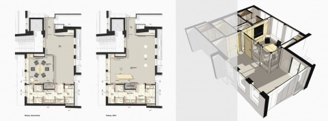 Grundrisse Nutzungsszenarien und Perspektive, Bild: Ivo Mestenhauser