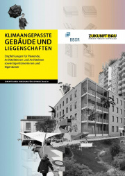 Titelblatt der Broschüre „Klimaangepasste Gebäude und Liegenschaften“