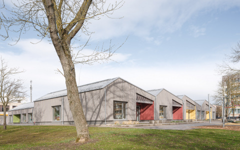 Neubau Kindergarten "Flax & Krümel" in Sömmerda_Gartenansicht, Bild: Till Schuster